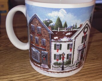 The Sakura Table Christmas Village Coffee Cup Mug 3-5/8" T Japan LNWOT #1