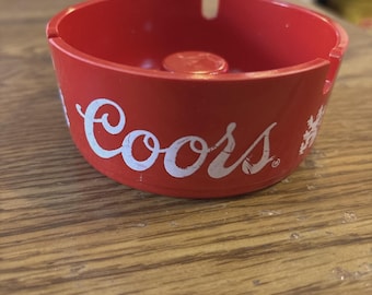 Coors Ashtray Red Melamine Plastic , Brookpark 80s Cigars Cigs 1-1/2" x 4"