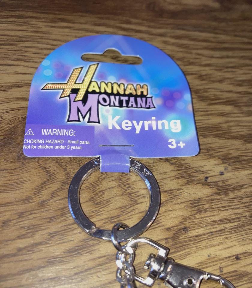 HANNAH MONTANA Pewter Guitar Keyring #27151 Disney NEW Old Stock