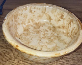 Vintage Spatterware pottery Bowl 2"x5" Brown and Tan, Made in USA