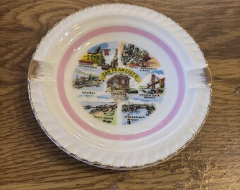 San Francisco California Vintage Porcelain Ashtray, Souvenir Landmark Images