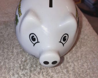 South Beach Miami Beach Souvenir Piggy Bank, Art Deco agiftcorp 4-1/2"T