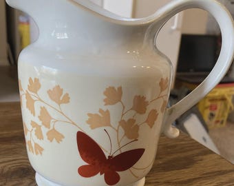 Vintage AMES exclusive design Pitcher Butterflies and Leaves, Made in Japan