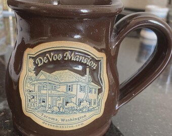 Deneen Pottery Coffee Cup Mug, DeVoe Mansion. Tacoma WA 2000s