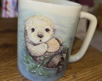 Nature's Endangered "Sea Otter" Coffee Cup, Fraser Collection Otagiri Japan 8 oz