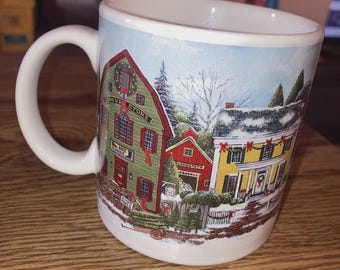 The Sakura Table Christmas Village Coffee Cup Mug 3-5/8" T Japan LNWOT #3