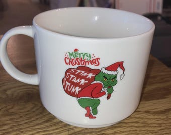 The Grinch Merry Christmas Coffee Cup Mug 3-1/4"T x 3-3/4" D. Stink Stank Stunk