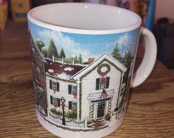The Sakura Table Christmas Village Coffee Cup Mug 3-5/8" T Japan LNWOT #2