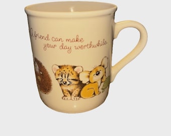 Hallmark Mug Mates Coffee Cup: A Friend Can Make Your Day Worthwhile 1983 Japan