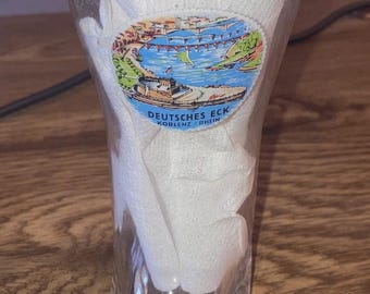 Vintage Goldrand Stiefel Bierglas Deutsches Eck Koblenz/Rhein 6 "T