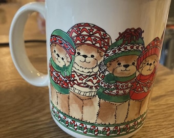 1984 Lucy and Me Coffee Cup Mug Christmas Teddy Bears 4",Lucy Rigg, Enesco