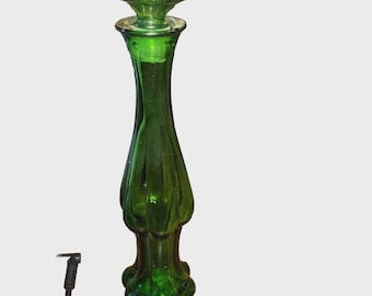 Avon Vintage EMERALD Bud Vase Decanter With Stopper 9" T Empty