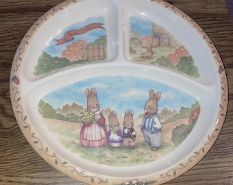 PECO Melamine Ware 8-1/2" Plate Peter Rabbit & Family, 1991 3 section
