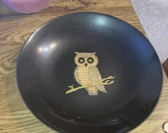 Couroc Vintage MCM Owl Plate Bowl, Monterey CA 7-3/4"