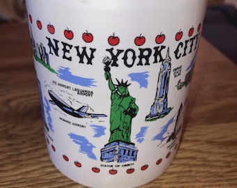 New York City NYC Famous Landmarks Coffee Cup Mug Trade center, Liberty...
