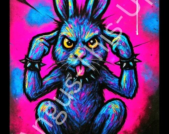 Punk Hare Rabbit wall art digital download