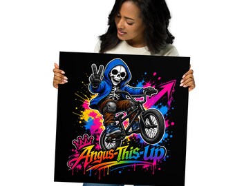 グラフィティアートプリント、BMXスケーターパークポスター、デジタルアート、個性的なキャラクターデザイン