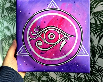 Painting on canvas eye of horus.