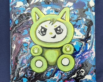 Monser artwork handmade with love labubu painting wall art