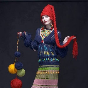 Ręcznie robiona szydełkowa sukienka wielokolorowa jasna sukienka sukienka boho kolorowa bawełniana dzianinowa sukienka maxi sukienka ręcznie robiona designerska sukienka zestaw