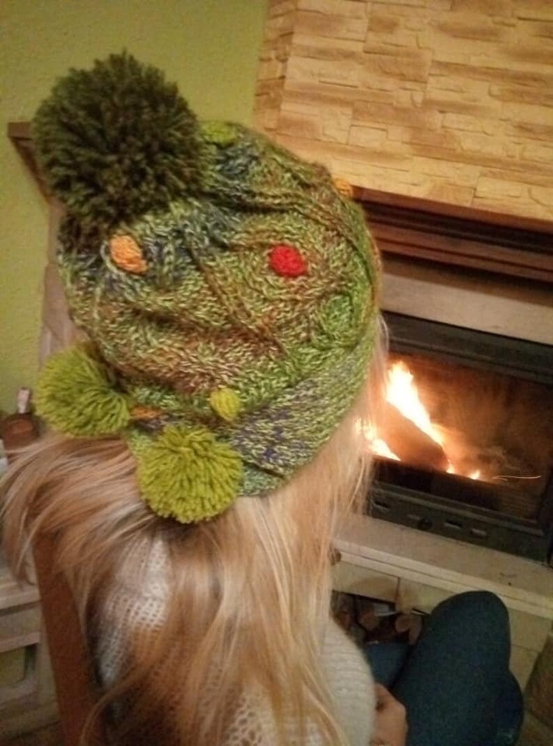 Hat Knit green gift for her Winter warm knit womens Clothing Gift Personalized gift Knit hat gift for girlfriend Warm wool cap wool beanie