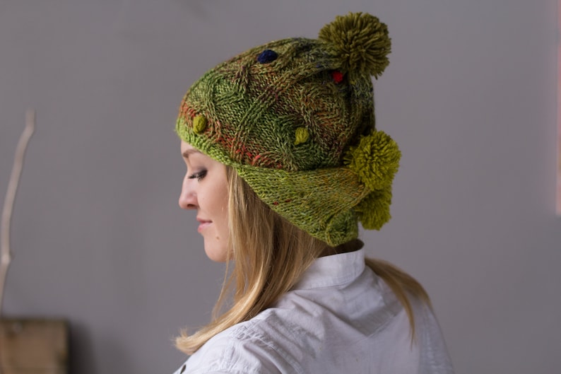 Hat Knit green gift for her Winter warm knit womens Clothing Gift Personalized gift Knit hat gift for girlfriend Warm wool cap wool beanie