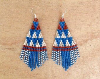 Long Beaded Earrings,Dangle Earrings,Beaded Fringe Earrings,Tribal Earrings,For Girls,Bohemian Earrings,Fashion Jewelry