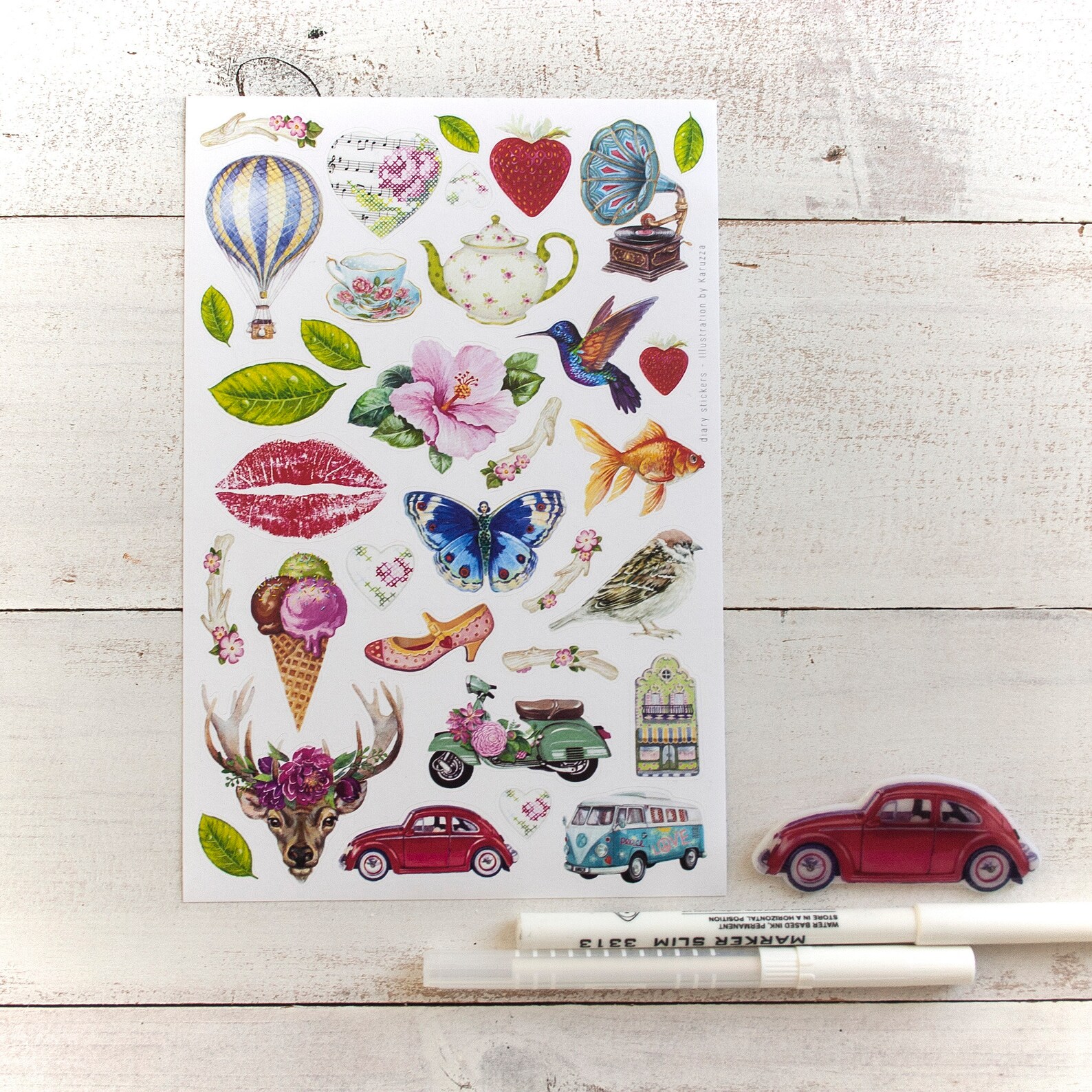 Colour Diary Stickersjournal Stickers Setfun Stickersmail Etsy