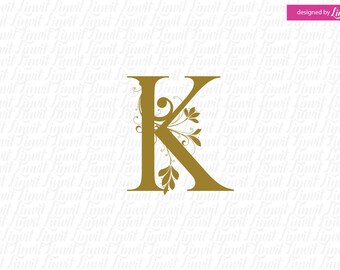 Wedding monogram, k wedding logo, k initial, k letter, k font