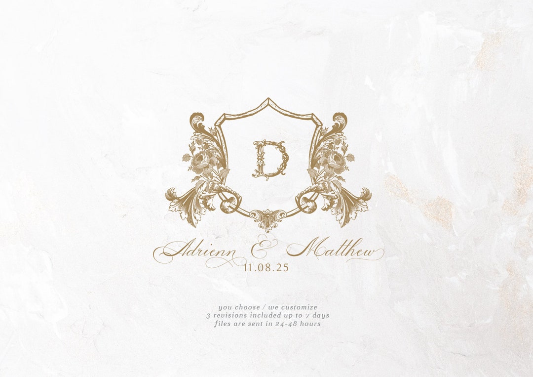 Custom Wedding Monogram SVG Elegant Crest Logo Editable Floral Wedding ...
