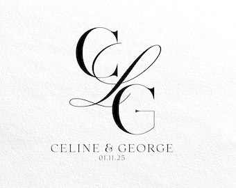 Modern Wedding Monogram, Chic Logo, Stylish Wedding Couple Logo ...