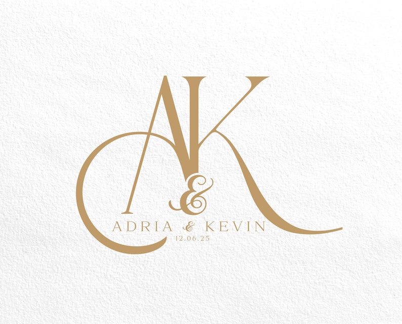 Modern wedding Monogram, Premade Logo Design, Wedding Couple Logo, Calligraphy Wedding Monogram, Initial Logo, Customizable wedding monogram image 6