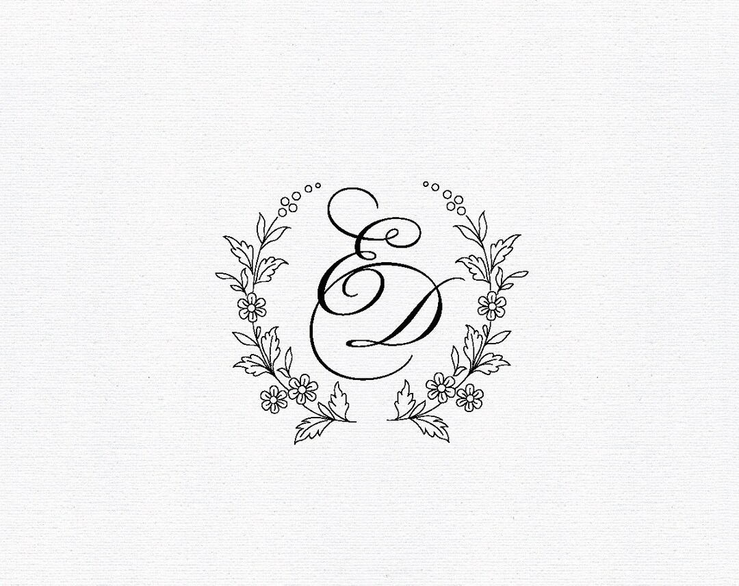 Floral Wreath Wedding Logo, Custom Monogram SVG, Invitations ...