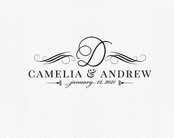 Logotipo com iniciais de casamento em SVG, brasão com monograma para casais (download digital)