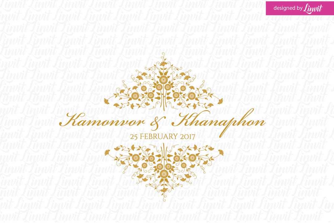 Floral Wedding Logo SVG Custom Wedding Monogram Editable Logo Template ...