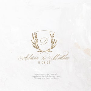 May include: A wedding invitation with a gold floral design and the names Adrienn and Matthew. The date 11.08.25 is also included. The text "you choose/we customize 3 revisions included up to 7 days files are sent in 24-48 hours" is at the bottom of the invitation.