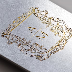 Vintage Style Monogram Wedding Crest  for Unique Wedding Invitations and Custom Napkins Logo for Seating Chart and Unique Wedding Favors