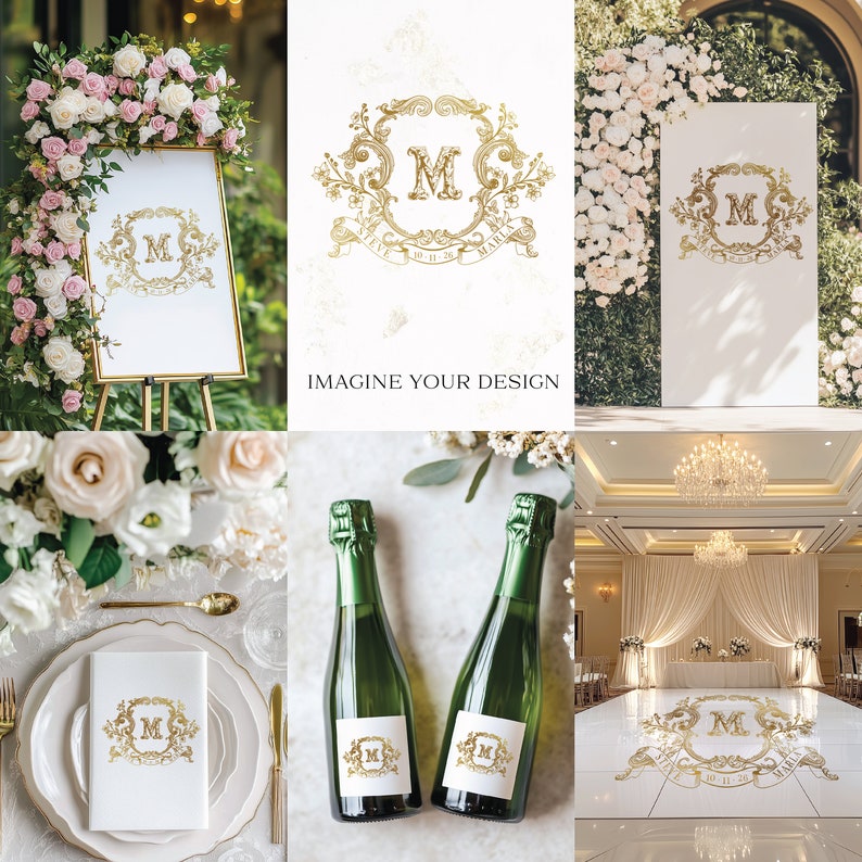 Botanical Wedding Crest Logo, Custom Floral Monogram (digital Download ...