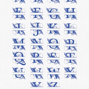 Split Monogram SVG, Split Font, Letter Svg, Split Monogram Letters, Split Alphabet Svg, Font For Cricut, Floral Font Svg, Split Monogram