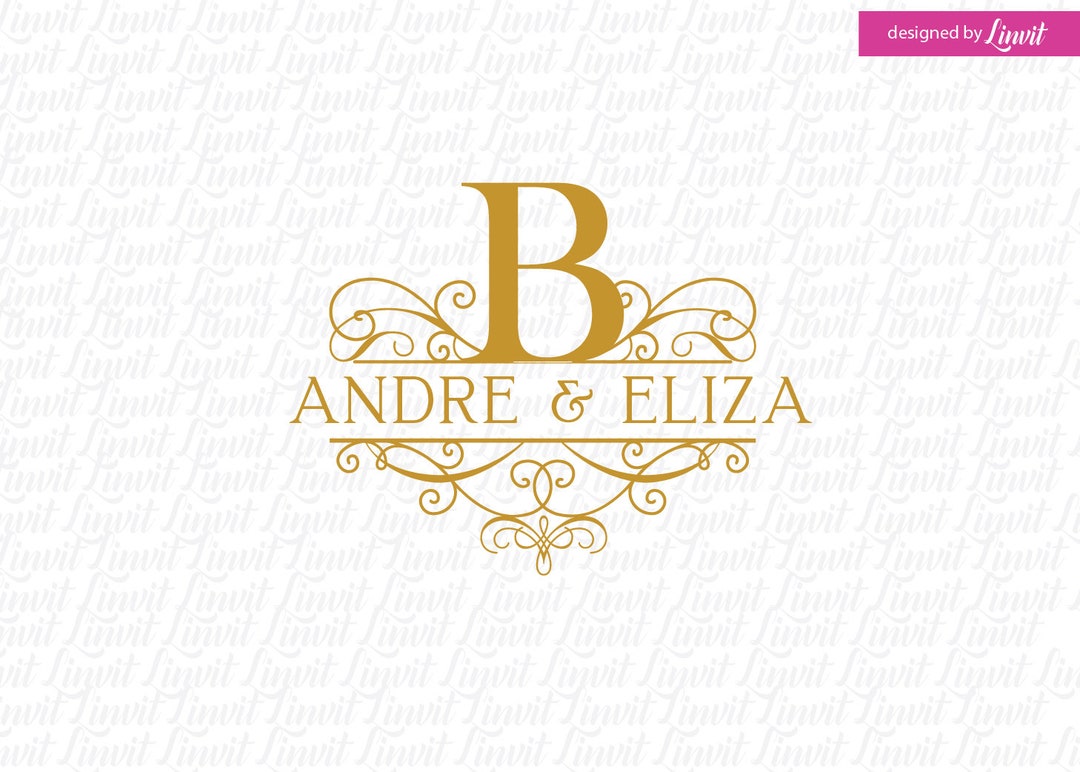 Wedding Logo SVG Wedding Monogram SVG Editable Crest PNG Scroll Initial ...