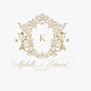 Logotipo de boda SVG, monograma de boda SVG, escudo editable PNG, escudo de boda de lujo, diseño vintage elegante, logotipo de invitación de boda Svg