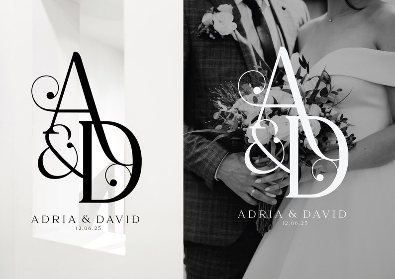 Custom Wedding Monogram Logo: Elegant Initial Crest (digital Download ...