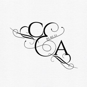 Wedding Monogram SVG Elegant Intertwined Initials Logo Editable Crest PNG for Gobo Projection Napkins Wedding Favors Signage Decor