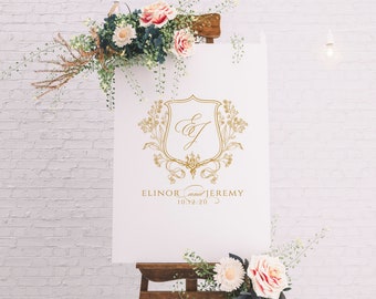 Wedding Logo SVG Wedding Monogram SVG Editable Crest PNG Botanical Floral Wedding Logo Organic Summer Spring Invitations Tags Gift Bags