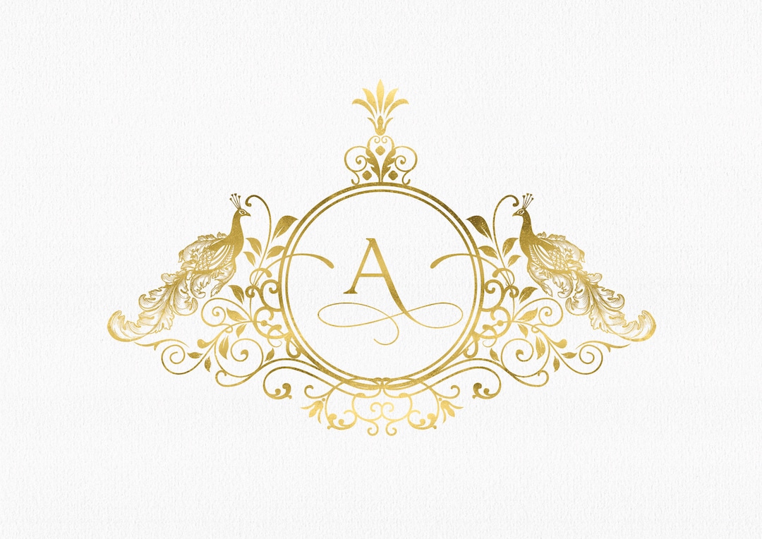 Elegant Wedding Monogram Peacock Wedding Logo Peacock Logo - Etsy