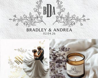 Monograma floral elegante para casamento em formato SVG (Download digital)