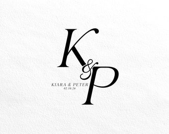 Logotipo personalizado com monograma para casamento, brasão elegante para casais (download digital)