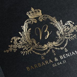 Royal Logo, Crown Logo, Royal Wedding Logo, Wedding Emblem, Wedding Crest, Luxury Logo, Wedding Logo Premade