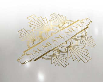 Art Deco Wedding Logo SVG: Editable Vintage Gold Crest (Digital Download)