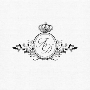 Wedding Logo Svg Wedding Monogram Svg Editable Crest Png Custom Wedding Logo Minimalist Floral Monogram Crown Logo Svg Invitation Logo